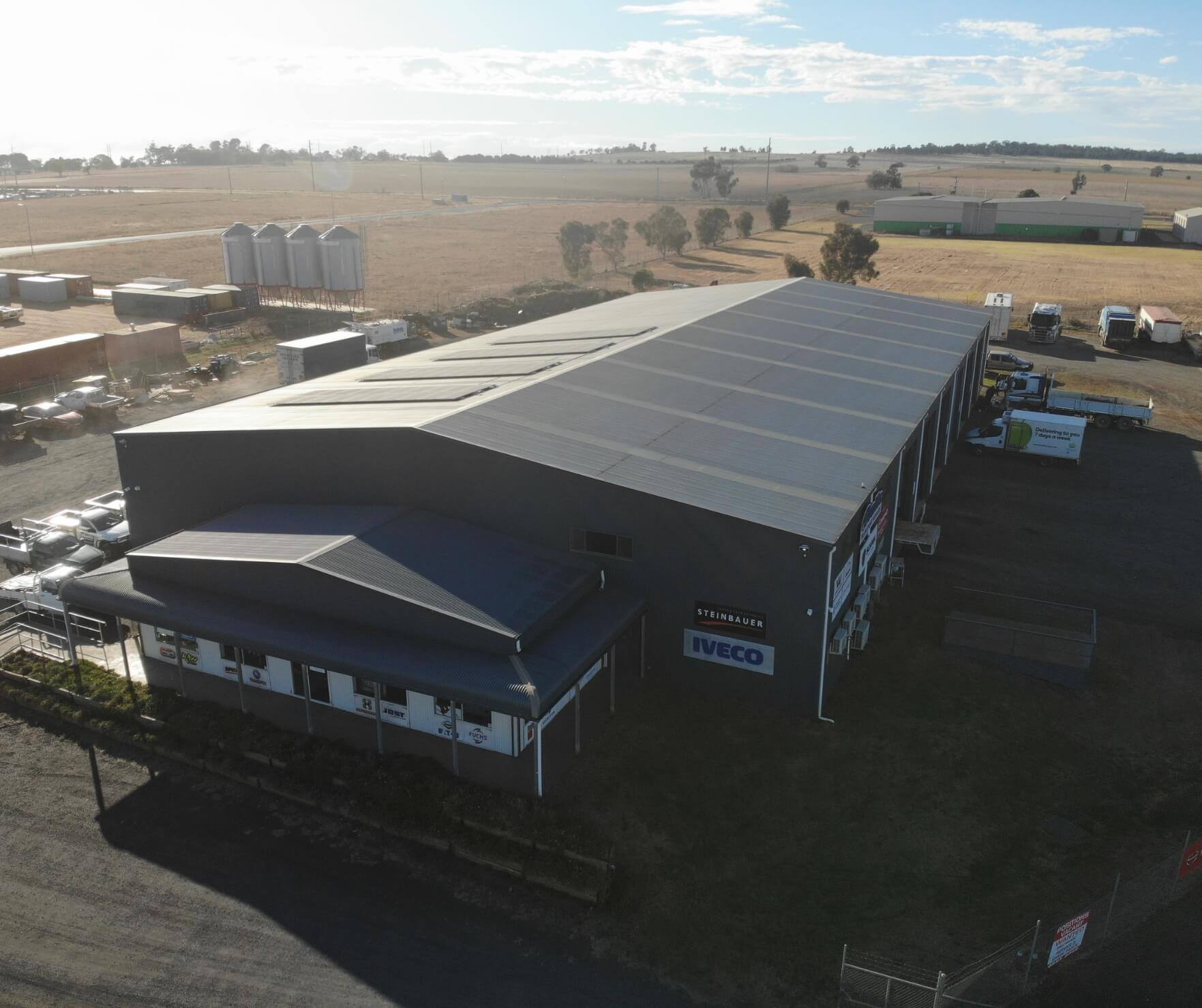 Halls Transport Repairs industrial shed building in NSW.