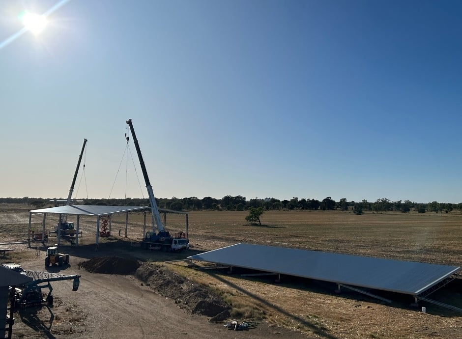 Matching hay sheds for farm shed in Moree