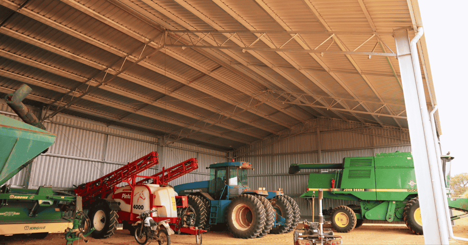 Farm shed for machinery storage