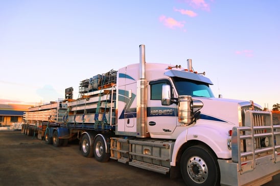 ABC Sheds truck delivering a shed