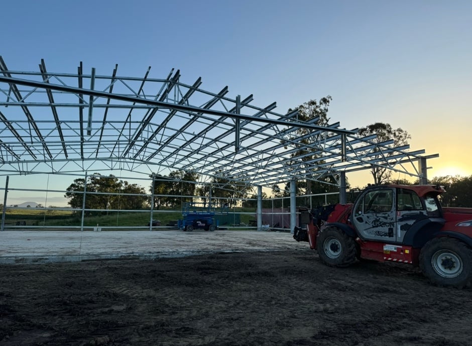 Aircraft hangar by ABC Sheds being built