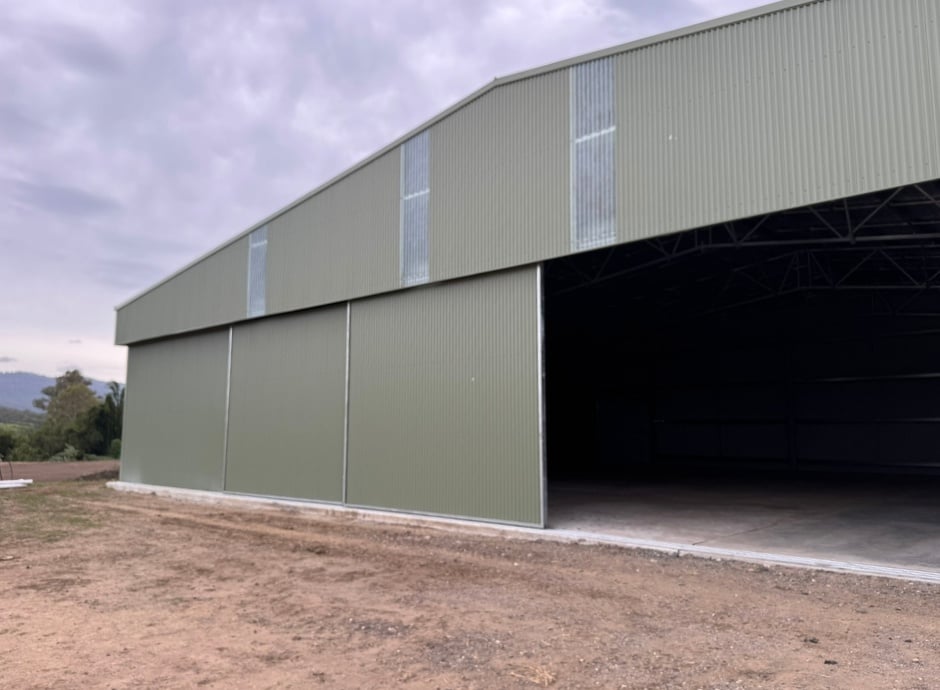 Aircraft hangar by ABC Sheds in Canungra