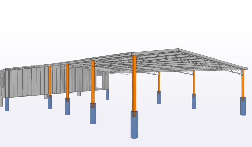 Embedded columns in a shed