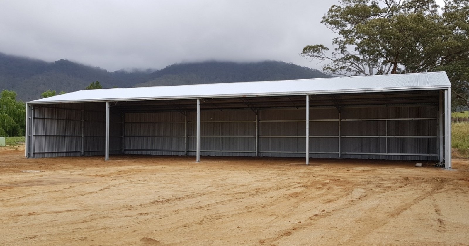 three-sided hay shed