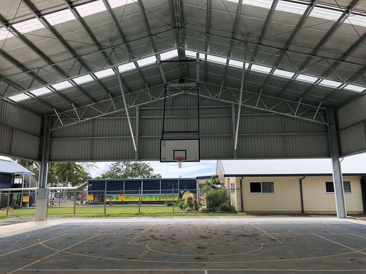 Inside view of cyclone rated shed in Chelona