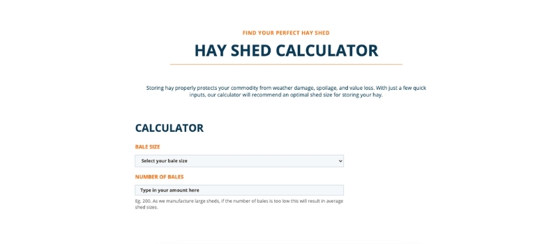 ABC Sheds Hay Shed Calculator