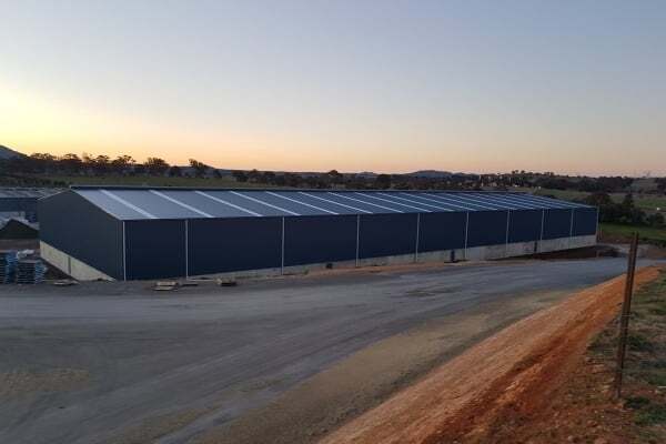 102 x 35 x 8 Industrial Shed Yass NSW nighttime 